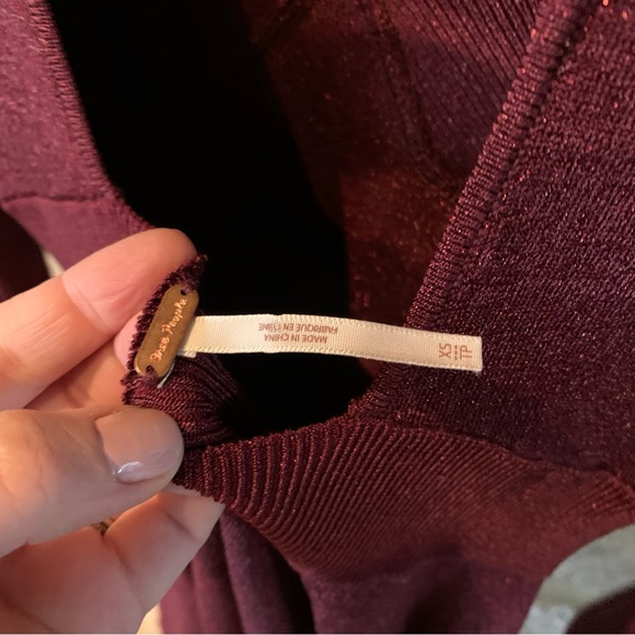 Free People | Wildest Dreams Mini Sweater Dress in Wine - Picture 10 of 16